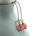 Blush Earrings, Cherry Quartz on Long Brass Ear Wires