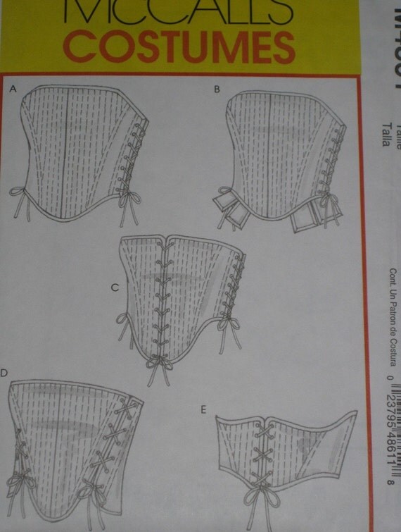 Renaissance lace up Corset Sewing Pattern McCalls 4861 Costume