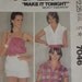 Camisole Shirt Sleeveless Thin Straps button up Sewing Pattern McCalls 7046 1980s Vintage Misses Size Small 10, 12 bust 34