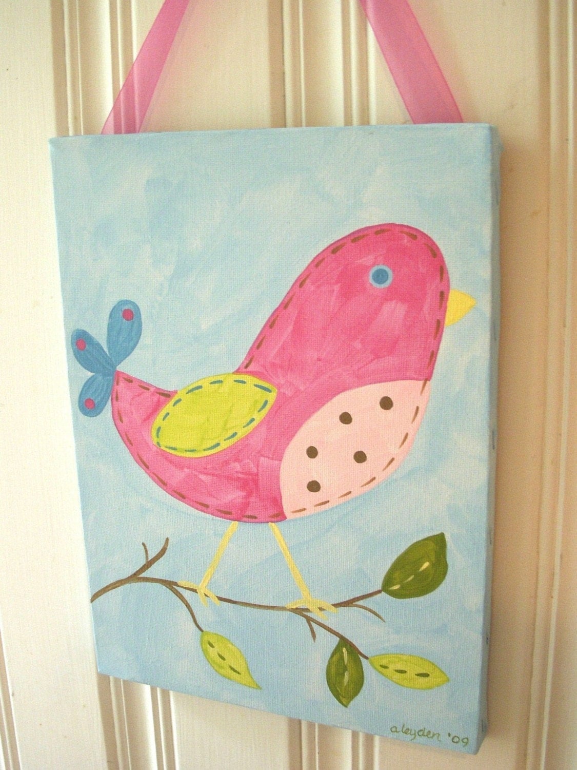 girl kid room decor..baby nursery wall art..original canvas