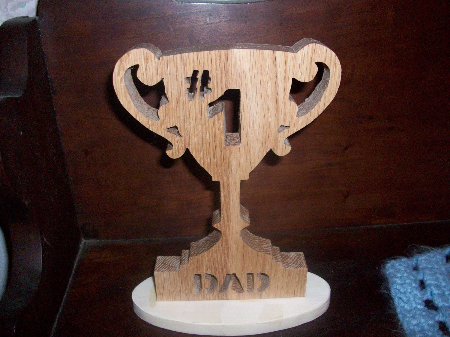 number one dad wood trophy