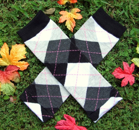 School Girl Black and White Argyle Leg Warmers 3 by h0neyburn