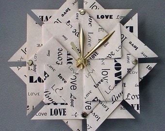 Memorable 1st Anniversary Gift - Love Origami Clock - Paper 1st Anniversary Gift - Large