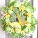 Spring Summer Mesh Wreath Lime Green White Stripes
