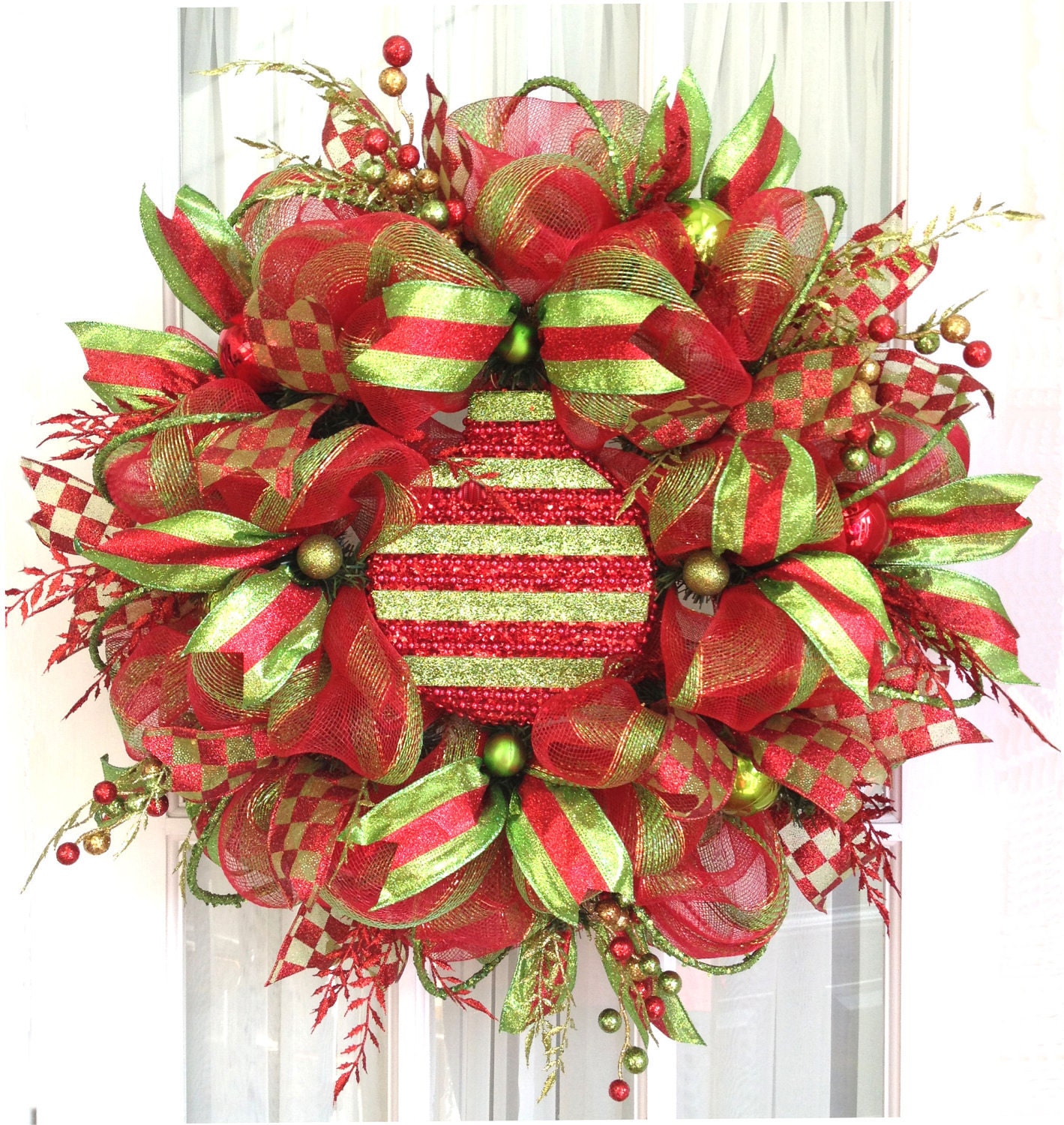 Deco Mesh Christmas Wreath For Door or by SouthernCharmWreaths