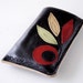 RESERVED LISTING ------ Leather Single Pocket Iphone, Ipod Touch, Ipod Classic, or Phone Case - Lined - RUSTIC - Merlot Blooms and Leaves