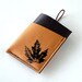 Leather Wallet - 3 Pocket with Stay In Place Attachment - Rustic - Real Leaf Imprint over Summer Orange