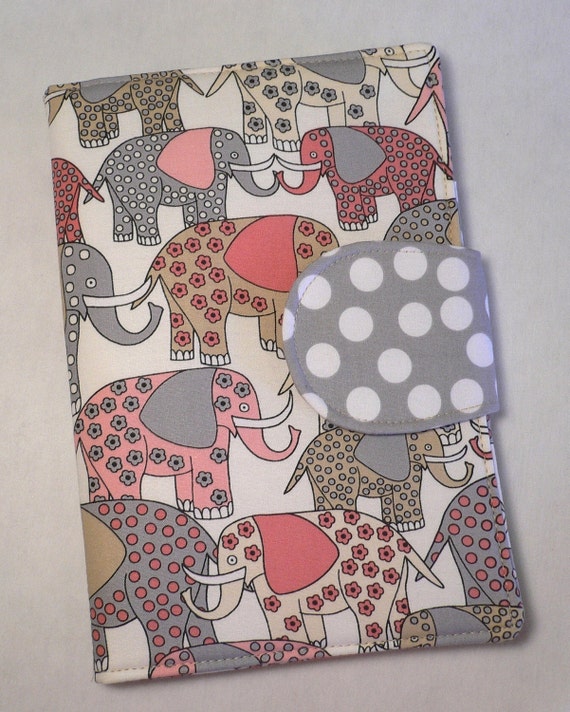 Kindle cover, eReader Cover Book Style, Pink Elephants