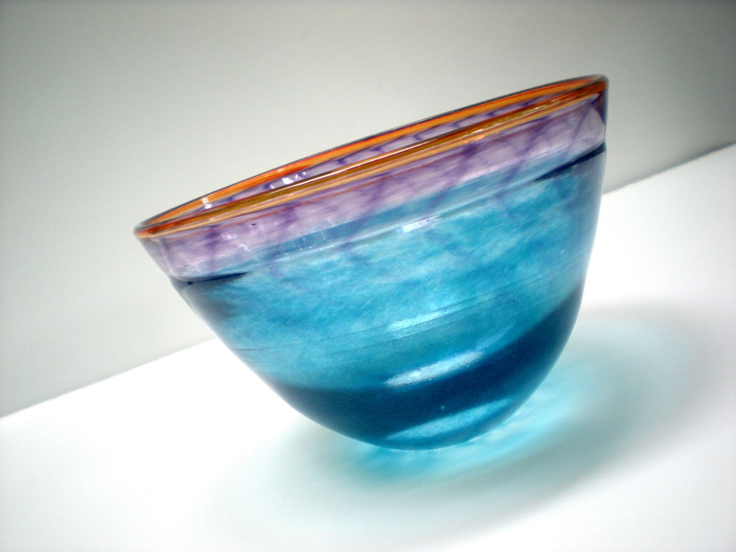 Vintage Kosta Boda Blue Glass Bowl by Kjell Engman