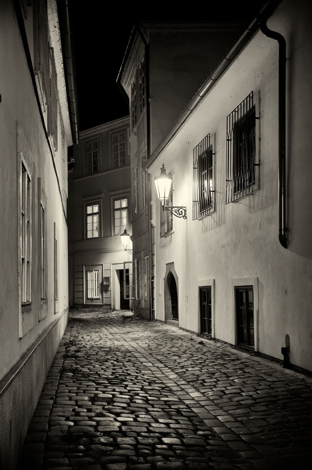 Streets of Prague Silver Art Print Czech Republic Fine