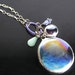 Stained Glass Necklace on 30 inch chain with multi beads & charms.N6.