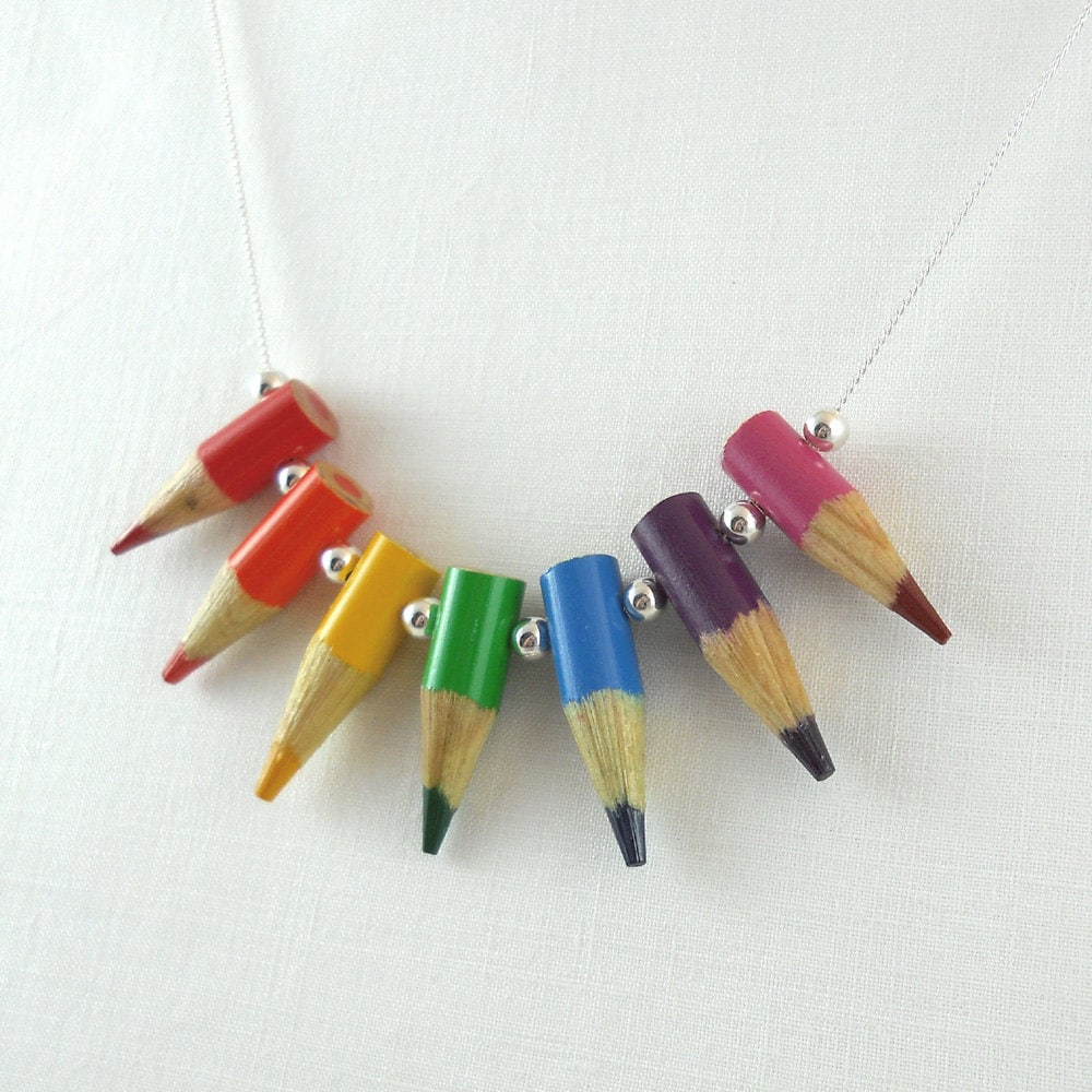 Colored Pencil Necklace Jewelry Beaded Necklace Teacher