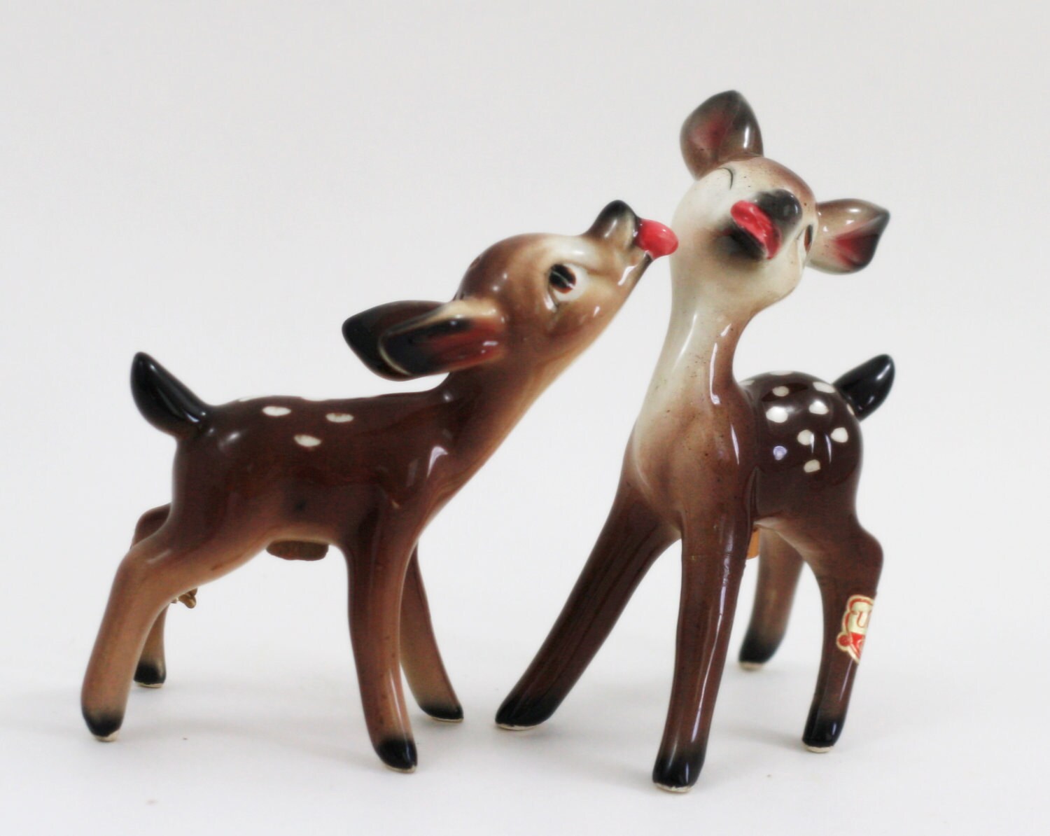 Vintage Kissing Deer Salt and Pepper Shakers 1950s Midcentury