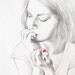 Nail Biter 9x12 pencil and nail polish drawing