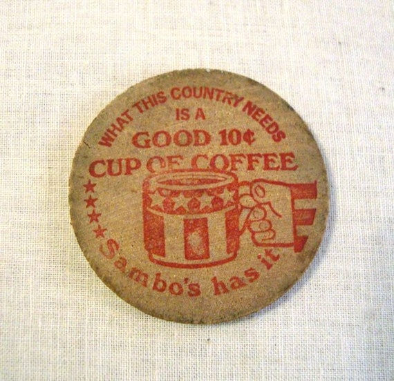 Sambo's Resturant Wooden Nickels Token Americana Coffee