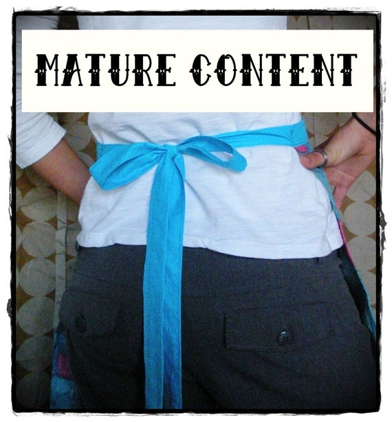 Blue & Pink Orgy Print 1/2 Apron- Mature Content