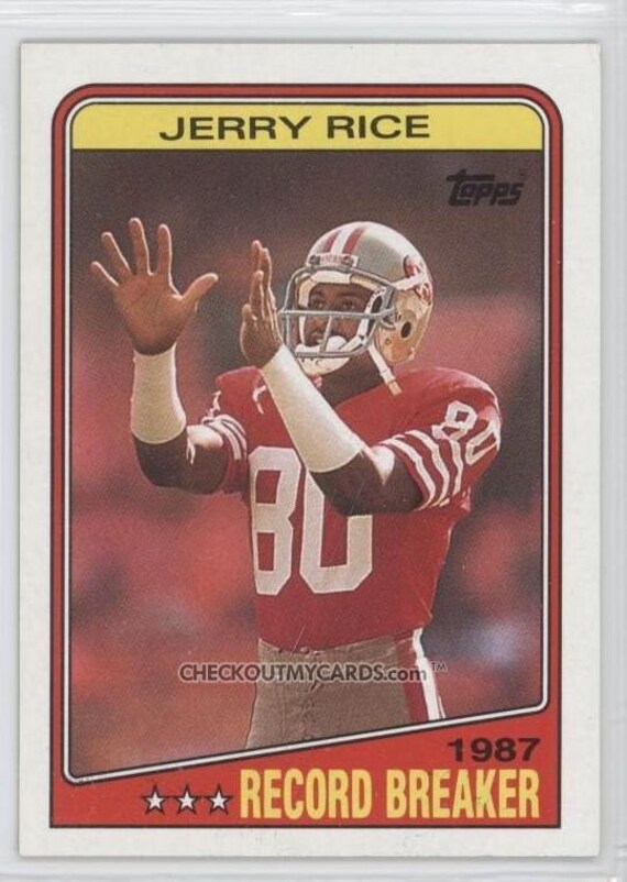 Items Similar To 1988 Topps Football Card Of JERRY RICE Record Breaker 
