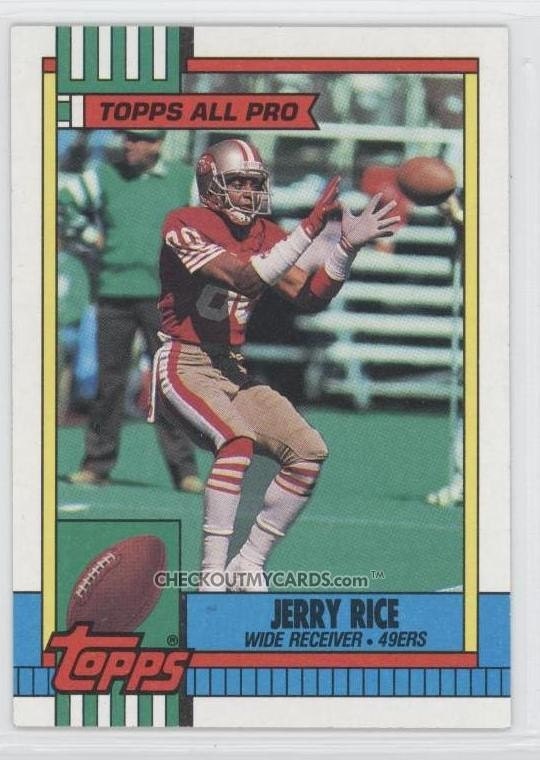 1990 Topps JERRY RICE Hall of Famer Football Card 49ERS