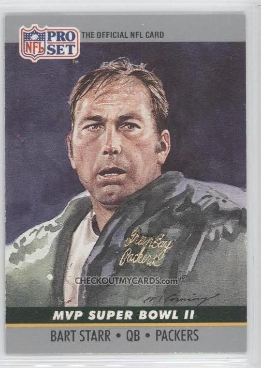 Official NFL Football Card 1990 BART STARR mvp collectible