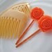 Orange Flower Bobby Pins and Peach Hair Combs Orange Julius Set