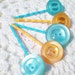 Turquoise Tangerine Orange Button Bobby Pins Set of 5