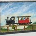 Train Art - Excursion Train, engineer, 4 passengers - 1 is from The Red Hat Society, and a hobo