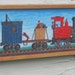 Steam Era Work Train with Engineer Hobo and Dog - Framed Textured Print