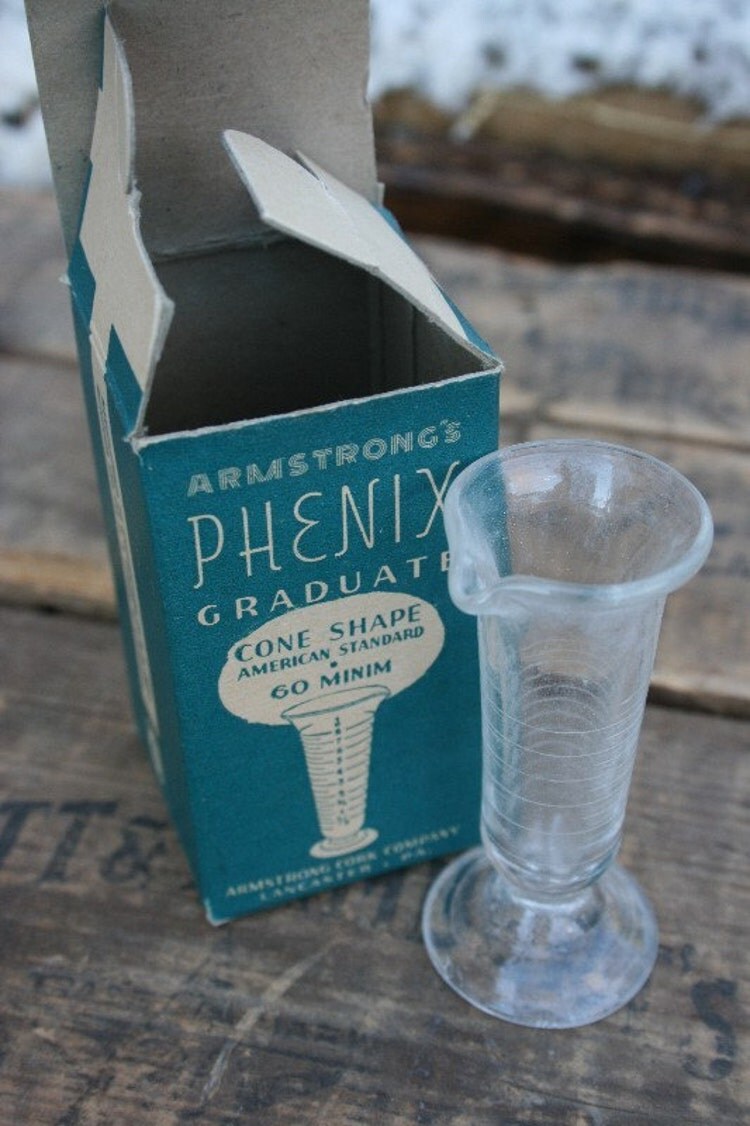 Vintage Etched Glass Laboratory Beaker Cone Shaped By Snapsink 1914