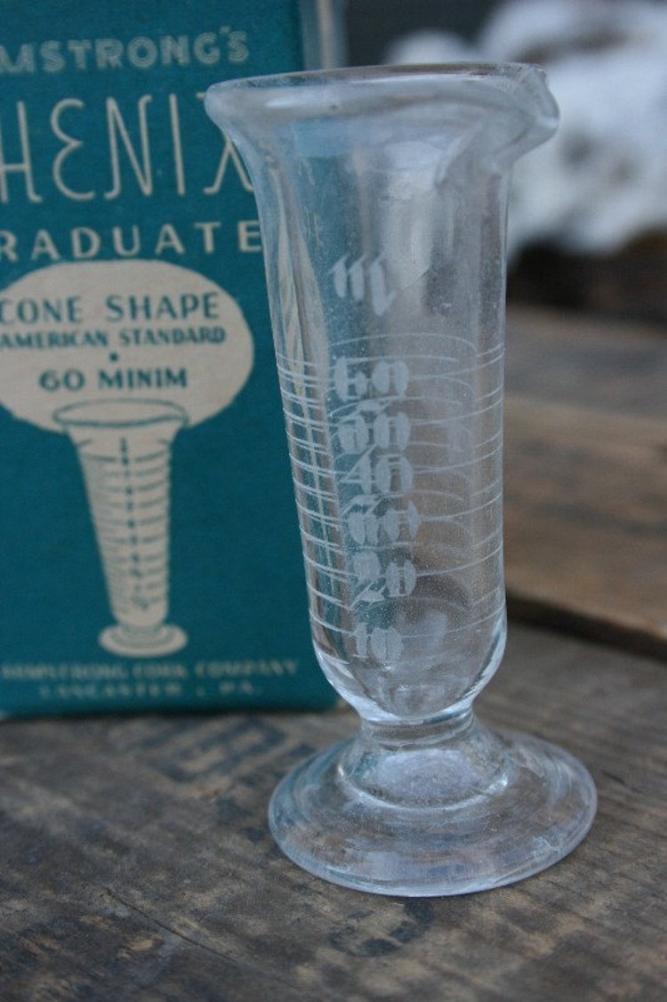 Vintage Etched Glass Laboratory Beaker Cone Shaped by snapsink