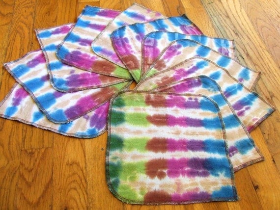 Tie Dye Cloth Napkins Set of 12 UnPaper Towels Mariposa