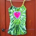 Tie Dye Tank Top w/ adjustable straps - Women's Large - Pink Heart on Green - Ready to Ship