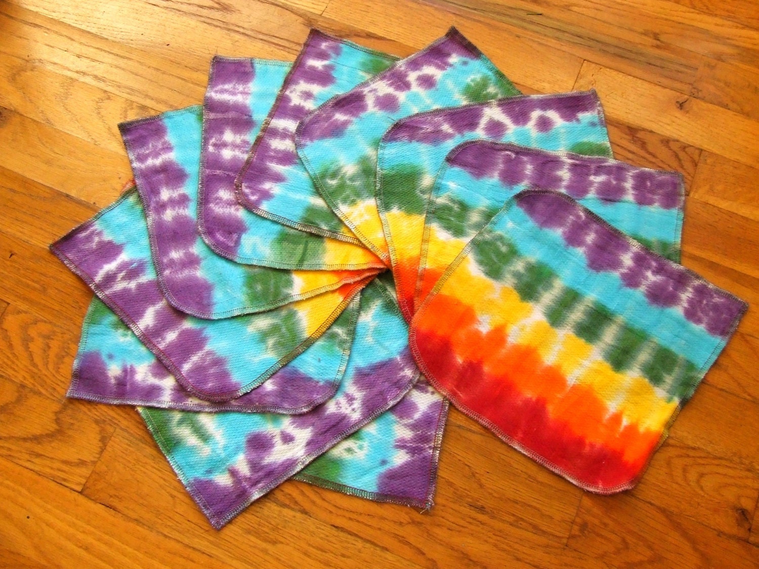 Tie Dye Cloth Napkins Set of 12 UnPaper Towels Rainbow