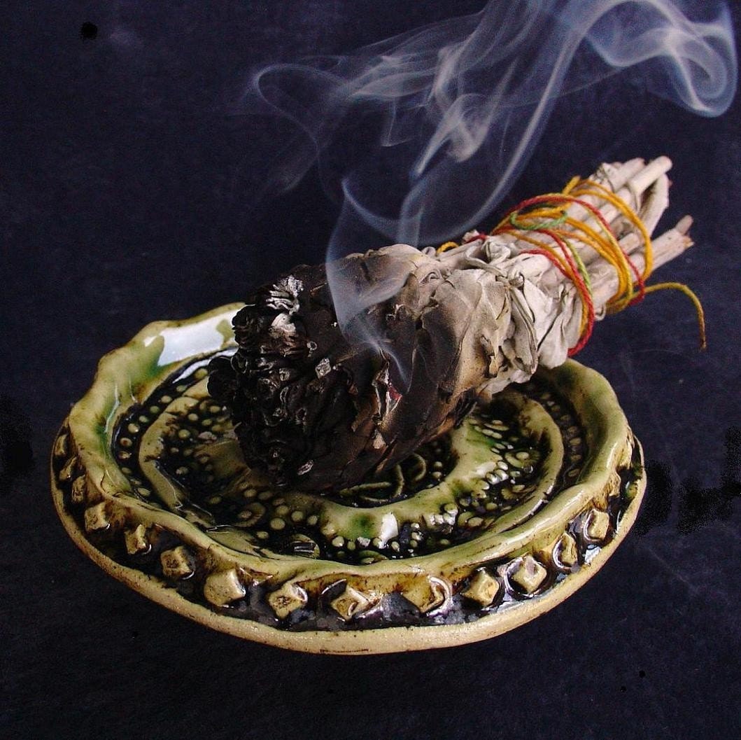 Tiny Celtic Incense or Offering Dish for your Altar Triple