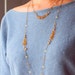 Orange amber double long necklace in vintage gold chain, Black Friday Etsy Cyber Monday Etsy Special