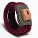 Knitted bracelet, wool yarn and fabric, maroon red - TRE - Ready to ship