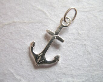 Sale.. 1 2 5 10 pc, ANCHOR Charm Pendant, Sterling Silver, 15.5X9.5 mm, nauti/cal boating sailing delta gamma symbol dg hobby stan solo oc
