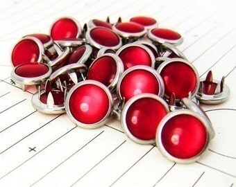 24 Red Cowgirl Snaps Pearl Prong Western Snaps