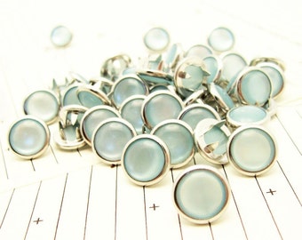 48 Light Blue Cowgirl Snaps Pearl Prong Western Snaps