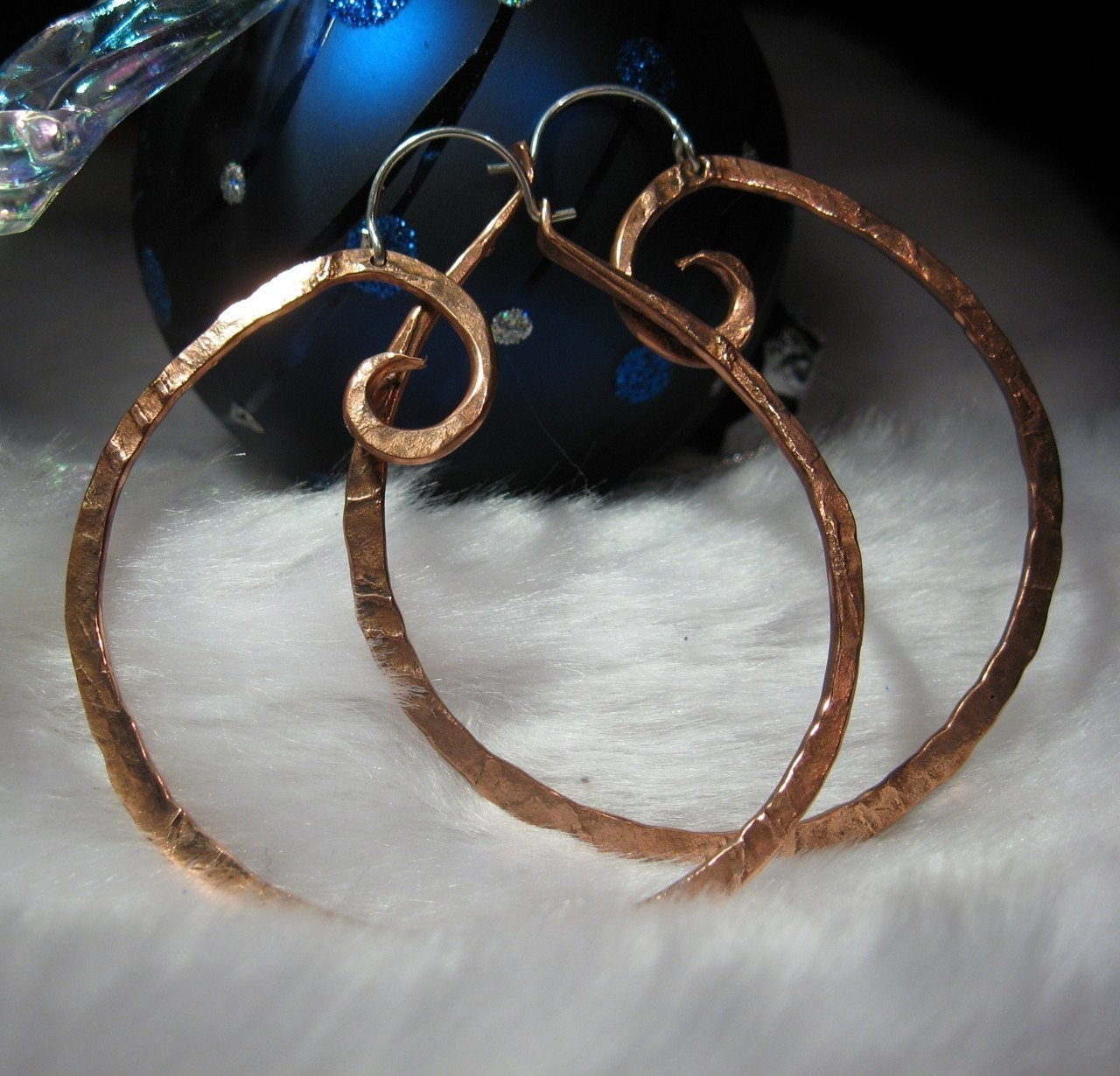 Large Copper Swirl Hoop Earrings E004