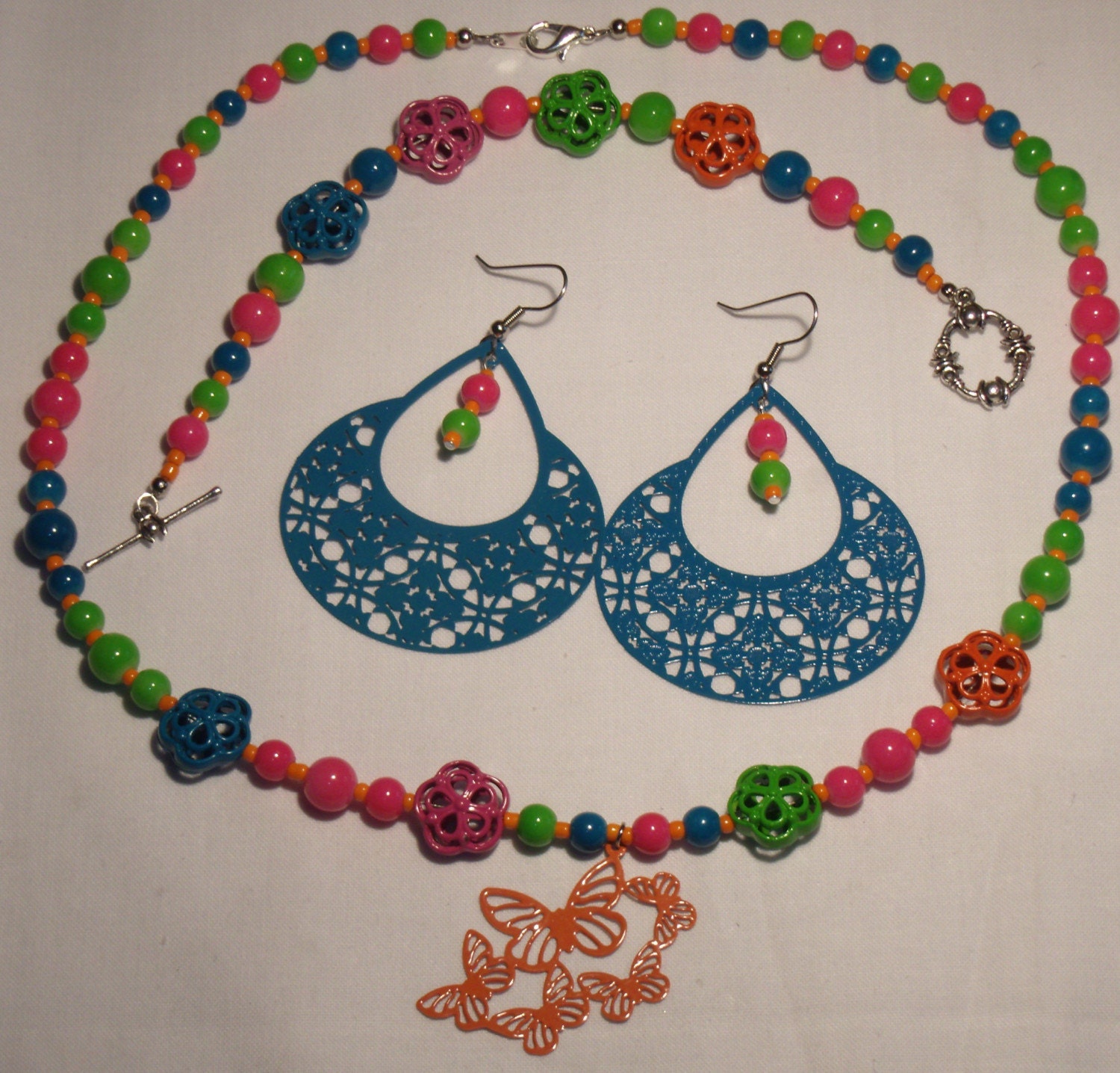 Bright summer fun jewelry set necklace bracelet by RebeccaDesign