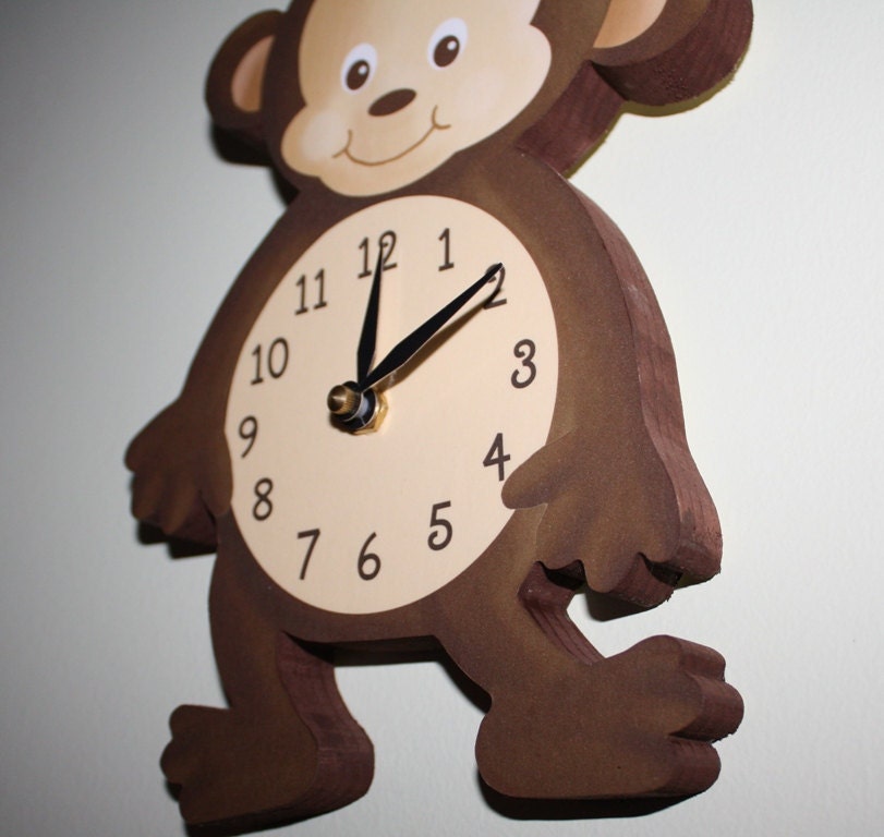 Monkey Wooden WALL CLOCK for Kids Bedroom Baby Nursery WC0076