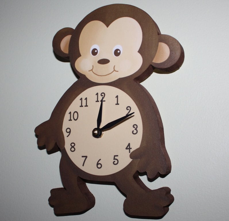 Monkey Wooden WALL CLOCK for Kids Bedroom Baby Nursery WC0076