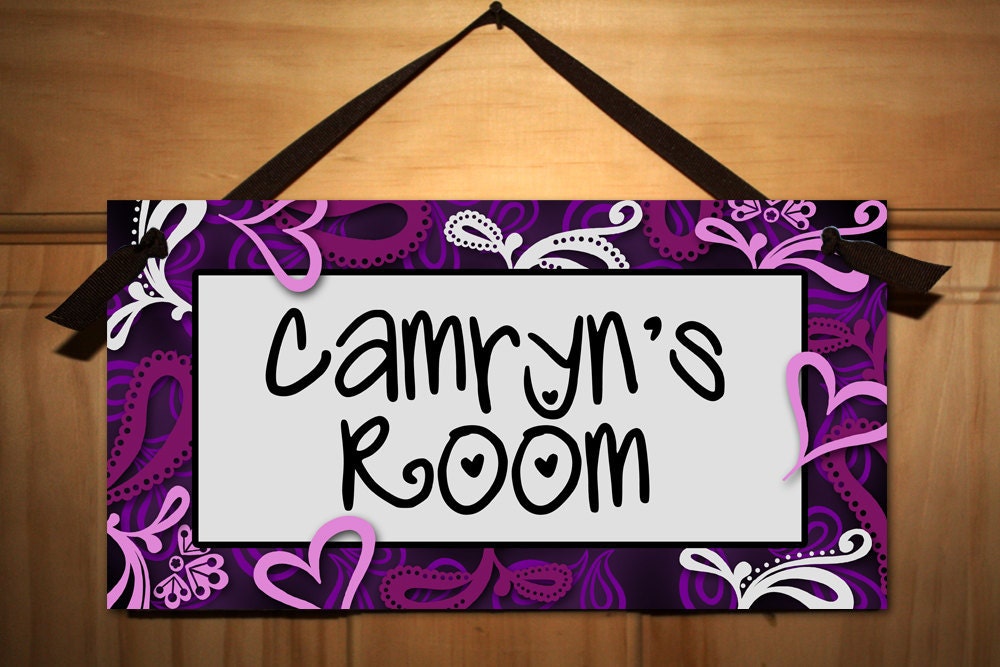 Purple Swirls Girls Teen Bedroom DOOR SIGN Wall Art by ToadAndLily
