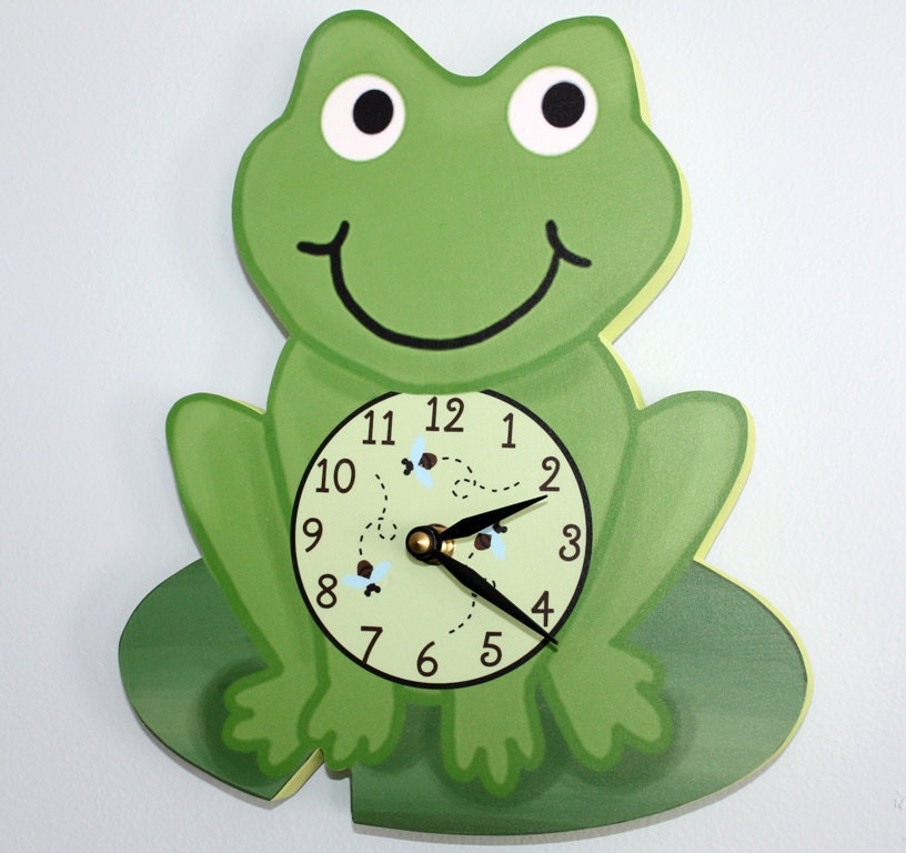 Frog Wooden WALL CLOCK for Kids Bedroom Baby Nursery WC0060