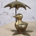 SALE 50% OFF Petite Vintage Brass Duck with Umbrella