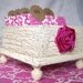 Address Business Card File Box petite - Shabby Chic, Fuchsia and Ivory, Dots and Damask