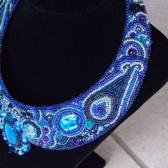 Bead Embroidered Collar Bead Embroidered Necklace by