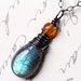 Labradorite Necklace with Carnelian - Woodflame by CircesHouse on Etsy