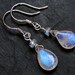 Rainbow Moonstone Earrings, Sterling Silver--"Moondrops" by CircesHouse on Etsy