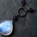 Rainbow Moonstone Necklace, Amethyst Necklace on Oxidized Sterling Silver - Purple Moon by CircesHouse on Etsy